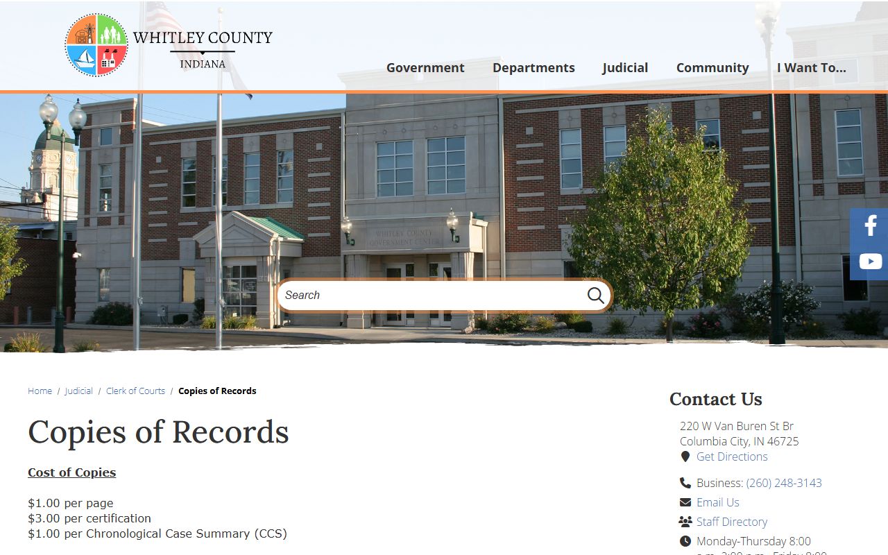 Whitley County court records copies of records page