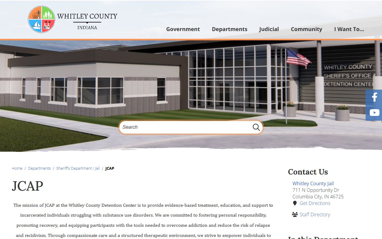 Whitley County trial court and jail JCAP treatment program resource