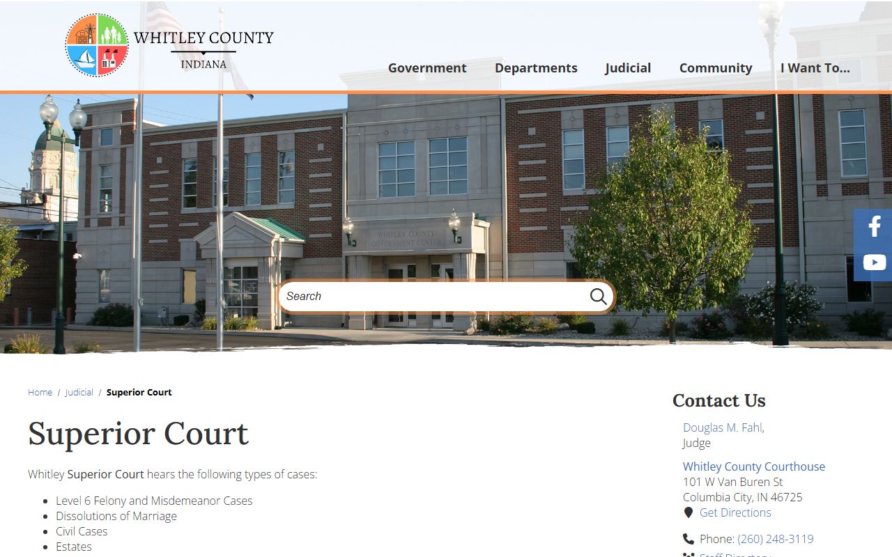 Whitley County court records Superior Court page