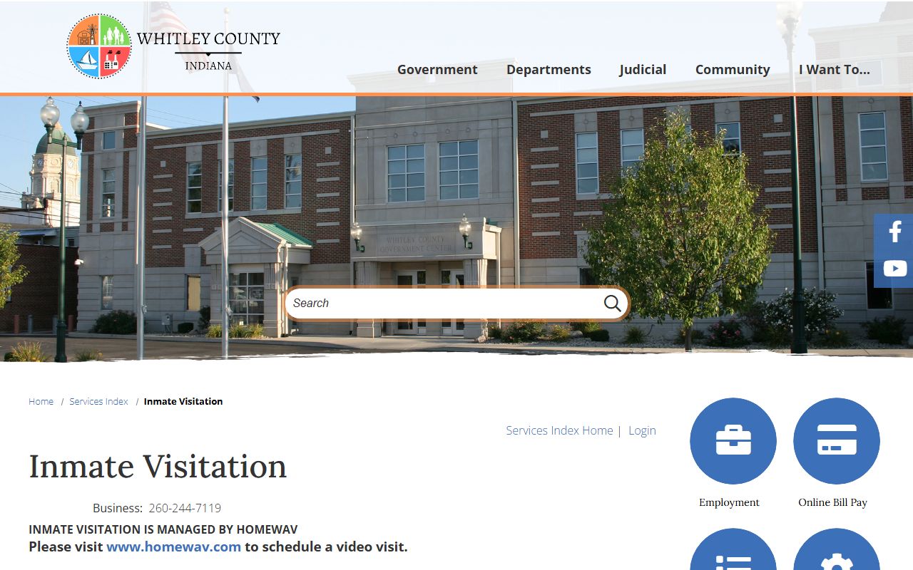 Whitley County inmate visitation HomeWAV records