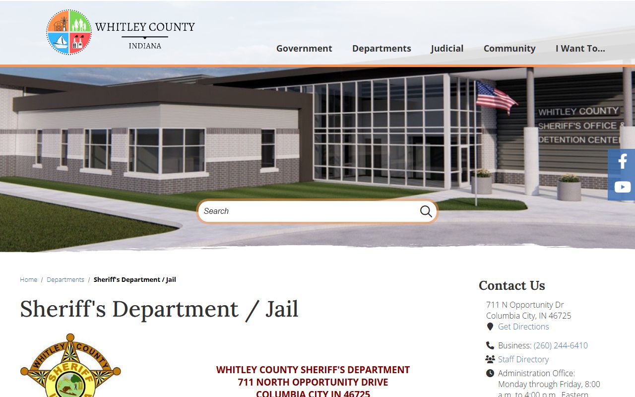 Whitley County inmate records sheriff and jail page
