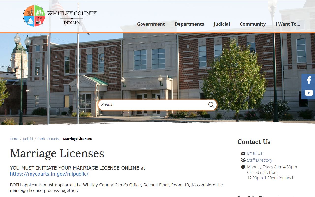 Whitley County marriage divorce records marriage licenses page
