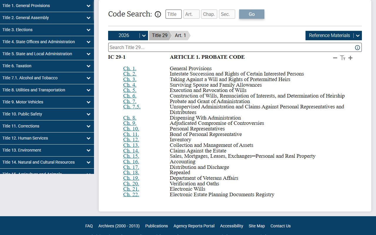 Whitley County probate records Indiana probate code