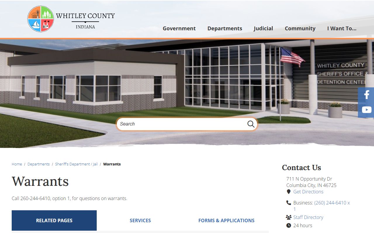 Whitley County warrant records division phone channel